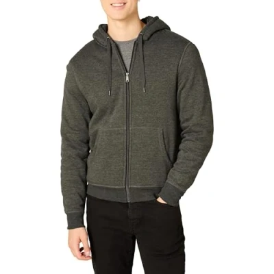 Bild av Amazon Essentials Men&#039;s Sherpa fodrad fleecetröja med dragkedja, Kolsvart ljung, S