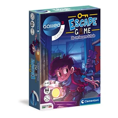 Bild av Clementoni Escape Game den övergiven skolan brädspel för att slå och pussel inklusive anteckningskort rekvisita familjespel från 8 år perfekt som en gåva 59228