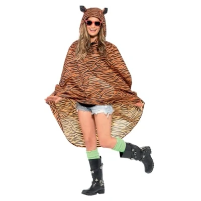 Bild av Tiger Party Poncho, Print, with Drawstring Bag