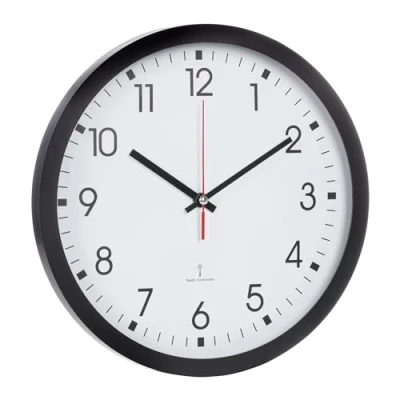 Bild av TFA Dostmann analog trådlös väggklocka, 60,3522, med sekundvisare, glaslock stor urtavla, 30 cm diameter (svart)