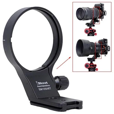 Bild av iShoot 82 mm stativ montering ring linskrage kompatibel med Sigma 105 f/1,4 DG HSM Art &amp; 100 400 f/5 6,3 DN OS, linsstödhållarfästets botten är Arca Swiss Fit snabbkopplingsplatta