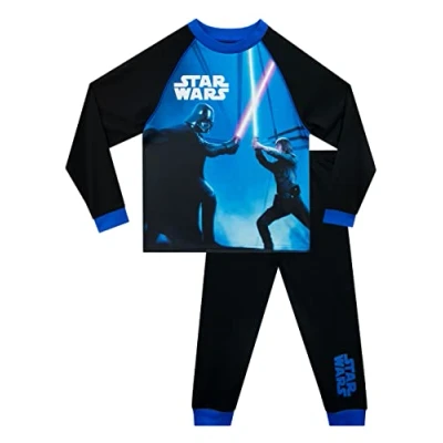 Bild av Star Wars pyjamas Långärmad med Luke Skywalker mot Darth Vader för barn Blå 104 Officiell merchandise