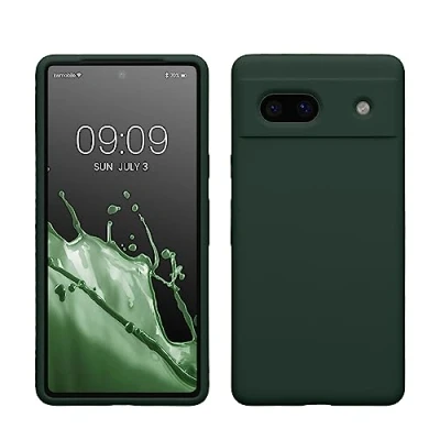 Bild av Kwmobile fodral kompatibelt med Google Pixel 7a tunt silikon mobiltelefonfodral mjuk yta trådlös laddning mossgrön