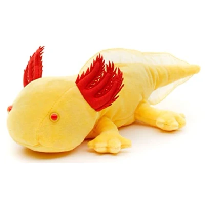 Bild av Uni Toys Axolotl (gul med röda ögon) 32 cm (längd) plysch vattendjur plyschdjur, gosedjur, (WT 7022)