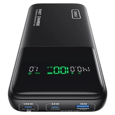 Bild av INIU Power Bank, 27 000 mAh 140 W strömbank, liten men stark USB C ingång och utgång för telefon bärbar dator, externt mobiltelefonbatteri MacBook Pro Steam Deck iPhone 16 15 14 13 Samsung