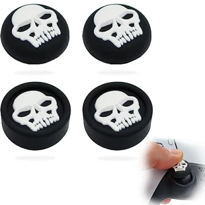 Bild av MatoSan® 4 x dödskallar, humbstick grepp, PS4 PS5 tillbehör för Playstation 5 styrenhet, pinne, joystick silikon Xbox One Series Edge