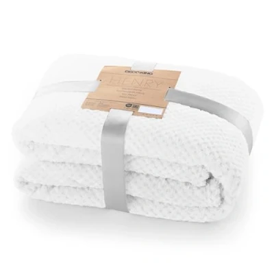 Bild av DecoKing gosig filt 220 x 240 cm vit mikrofiber levande överkast fleece mjuk skandinavisk stil Henry