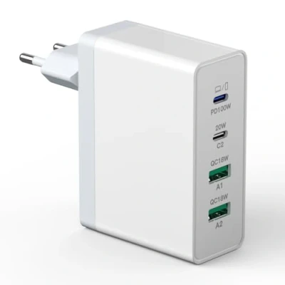 Bild av USB C laddare 140W GaN, 4 port snabbladdare kontakt laddningsstation 100W bärbar dator strömadapter flera kompatibel med MacBook Pro/Air/iPhone/Samsung/Tablet/Laptop/Mobile