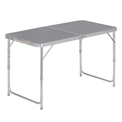 Bild av WOLTU® campingbord, fällbord, trädgårdsbord, arbetsbord, balkongbord, höjdjusterbart aluminium, MDF grå, CPT8122gr