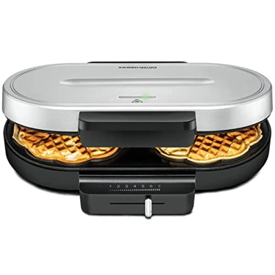 Bild av ROMMELSBACHER våffelautomat WA 1250, för 2 hjärtvåfflor, 16 cm, Ø non stick beläggning, bakampel, steglöst justerbar, 1250 watt, svart/silver
