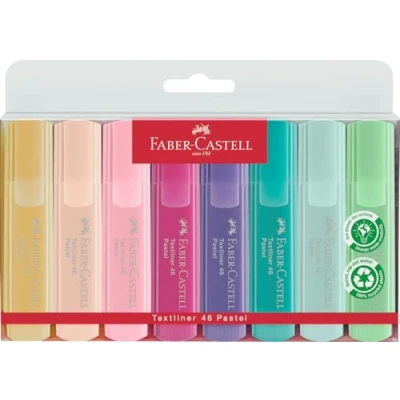 Bild av FABER CASTELL 154681 Highlighterset 1546, ask med 8 st, pastellfärger, hållbar kilspets, linjebredd 1 5 mm