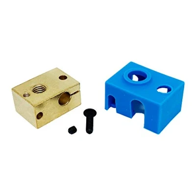 Bild av 3Wthings 3D skrivare koppar mässing värmeblock hotend för E3D V6 PT100 med silikonstrumpa (blå)