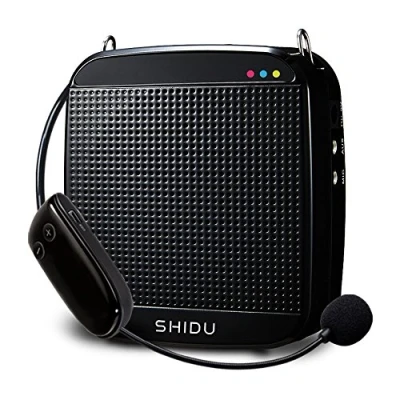 Bild av SHIDU Mini röstförstärkare Bärbar rösthögtalare med UHF trådlös mikrofon Headset 18W 2200mAh PA system stöder MP3 format för lärare, taxichaufförer, tränare, utbildning, reseledare