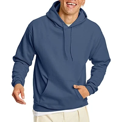 Bild av Hanes Herrtröja, EcoSmart fleece, huvtröja, bomullsblandning, sweatshirt, plysch, pullover, Denim blå, XL