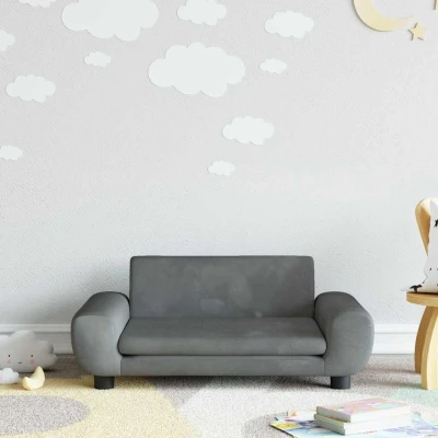 Bild av VidaXl Barnsoffa Mörkgrå 70X45X33 Cm Sammet
