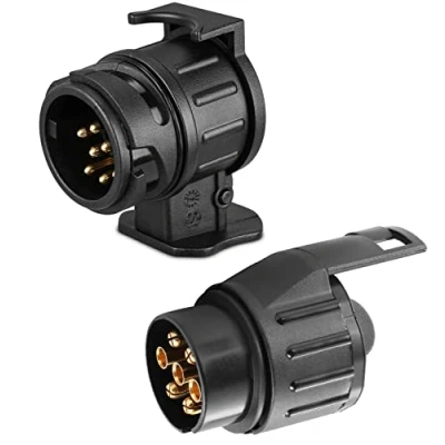 Bild av SPARKMOTO 13 till 7 poler, släpvagnsadapter och adapterkit, bil för personbil, AHK cykelhållare, adapter, släpvagnskoppling, omvandlare med lock (B)