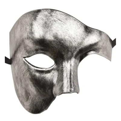 Bild av Lilwemen Mask för män, operaspöke, maskeradmask, halvmask (silver)