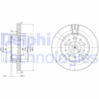 Bild av Bromsskiva DELPHI BG2425