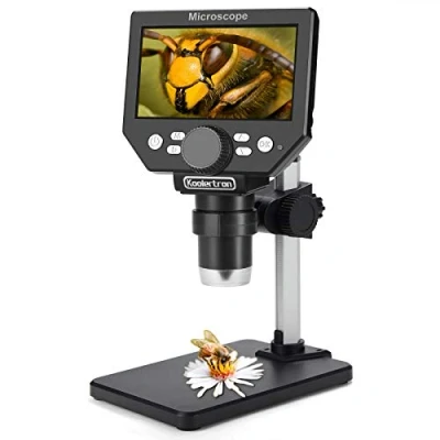 Bild av Koolertron LCD digitalt USB mikroskop, 4,3 tum, 1080P, 8 megapixlar, 1 000 x HD, förstoring, zoom, trådlös mikroskopkamera för vuxna/barn med LED lampor, 2 mAh batteri