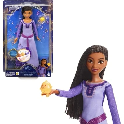 Bild av Mattel Disney Wish Singing Asha of Rosas modedocka och stjärnfigur, möjlig med avtagbar klädsel, sjunger &quot;This Wish&quot; på engelska