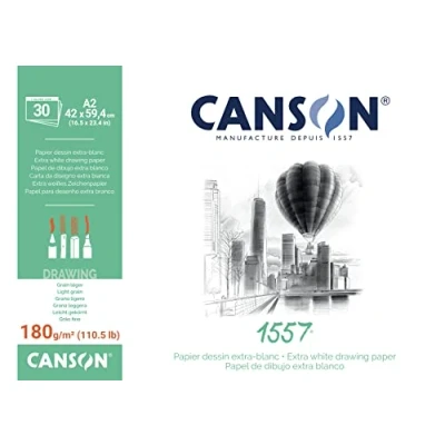 Bild av Canson 1557 A2 dyna inklusive 30 ark 180 gsm vit patron ritpapper