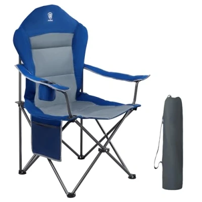 Bild av EVER ADVANCED Lyxig campingstol, vikbar 160 kg, lastbar ultrastor med hög rygg, bekväm vaddering, fällstol, camping, trädgård, balkong, strand, stol, fåtölj, trädgårdsstol, fiskarstol
