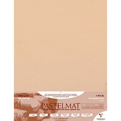 Bild av Clairefontaine Ref 96021C Pastelmatta kortark (paket med 5 ark) 360 gsm kort 50 x 70 cm majsfärg speciellt formulerad för användning pasteller
