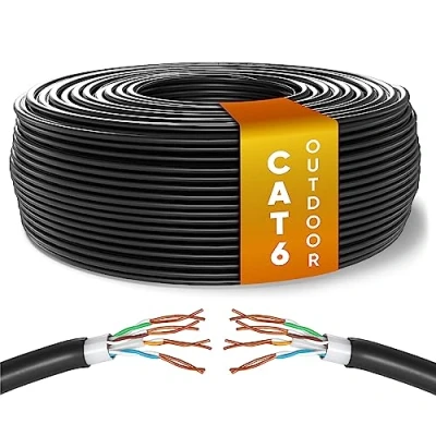 Bild av Mr. Tronic 100m Ethernet nätverkskabel utomhus Väderbeständig CAT6, AWG24, CCA, UTP, RJ45 (100 Meter, Svart)