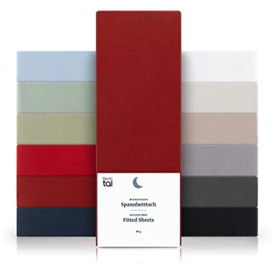 Bild av Blumtal® påslakan mikrofiber 90x190 cm i 2 pack Oekotex certifierat för madrasser set Aurora Red Röd