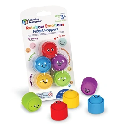 Bild av Learning Resources Rainbow Emotion Fidget Poppers, 5 delar, 3+ år, sensoriska leksaker, socialt och emotionellt lärande, leksaker för småbarn, SEL färdigheter, finmotorik