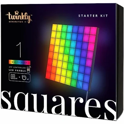 Bild av Twinkly Squares Master panel, RGB LED inklusive 1 huvudpanel och USB C strömförsörjning, kompatibel med HomeKit, Alexa Google Home, spellampor streaming, 16 m + färger