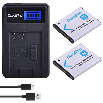 Bild av DuraPro 2 st NP BN1 batteri + LCD USB laddare för Sony Cyber Shot DSC W800, WX220, W830, W810, QX30, QX100, QX10 digitalkamera