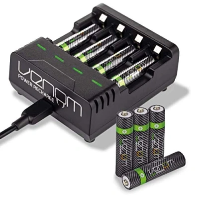 Bild av Venom uppladdningsbara AAA batterier + laddningsstation innehåller 8 x 800 mAh 1,2 V