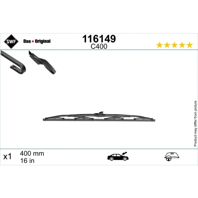 Bild av Balai d&#039;essuie glace Swf 116149 400mm conventionnel 16Pouce PEUGEOT: 206 3/5 portes, 206+ SW