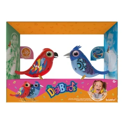 Bild av DIGIBIRDS Pack 2 interaktiva fåglar som blåser och sjunger, reagerar på beröring röst, slumpmässig färg, leksak för barn, från 5 år