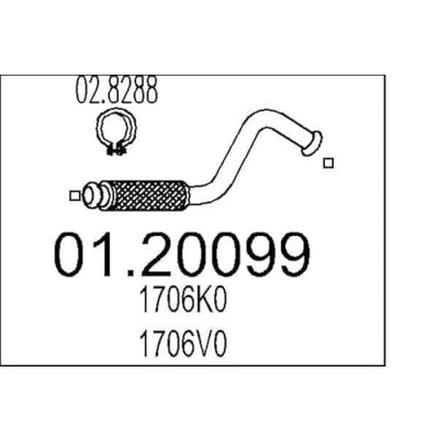 Bild av MTS 01.20099 Tuyau d&#039;échappement 560 avant pour silencieux au milieu PEUGEOT: Partner II Tepee, 5008 I, 308 I 3/5 portes, CITROËN: Berlingo