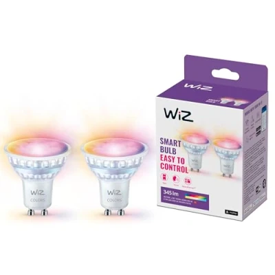 Bild av WiZ GU10 Smart LED glaslampa 50W ersättning, klassisk stil med 16 miljoner färger, Wi Fi/Bluetooth, röst / appkontroll, fungerar Google Home, Alexa och HomeKit, 2 pack