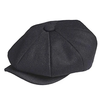 Bild av TOSKATOK Unisex herr damer enkel 8 panel ullblandning bagare pojke nyhetspojke platt keps, Svart, one size
