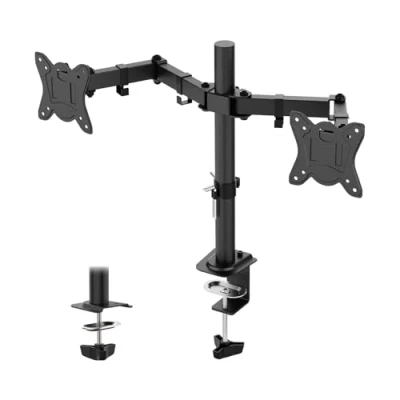 Bild av GRIFEMA Dubbelskärmsfäste för 13 27 tum LED/LCD skärm, justerbar arm två skärmar, monitorarm vikt upp till 10 kg, höjd, VESA 75x75/100x100 svart