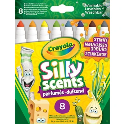Bild av CRAYOLA Silly Scents Broadline tvättbara markörer blandade färger (paket med 8) Unika stinkiga dofter och färger! Perfekt för barn från 3 år