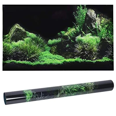 Bild av 3D effekt havsbotten vatten gräs affisch självhäftande reptil terrarium akvarium bakgrund vägg klistermärke undervattens pvc dekor tapet (91 x 50 cm)