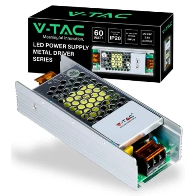 Bild av V TAC 60W 24V 2,5A LED transformator med 1 utgång strömförsörjningsadapter band metalltransformator för elektroniska enheter, kameror, skärmar Ultra Slim AC 100 240V