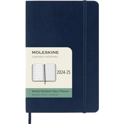 Bild av Moleskine 18 Monate Wochen Notizkalender 2024/2025, Pocket/A6, 1 Wo = Seite, rechts linierte Weicher Einband, Saphir