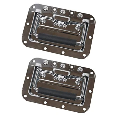 Bild av HMF 14992 09 set med 2 vikbara handtag infälld bricka fjäder 16 x 10,7 cm silver