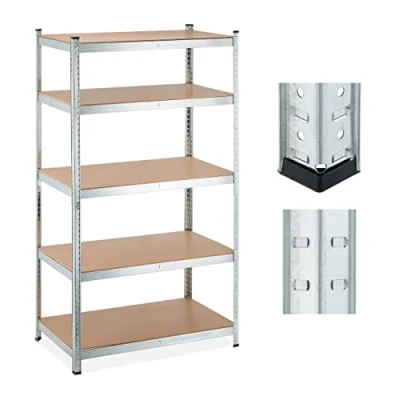 Bild av Relaxdays Hylla för tung last, HBT: 180 x 100 60 cm, lastkapacitet: 1250 kg, 5 golv, anslutning, källare, garage, stål, silver