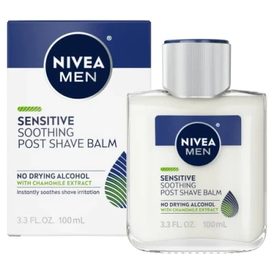 Bild av NIVEA MEN Sensitive After Shave Balm, ansiktsvård efter rakning för känslig mäns hud, lugnande rakningsvård att lindra hudirritation (100 ml)