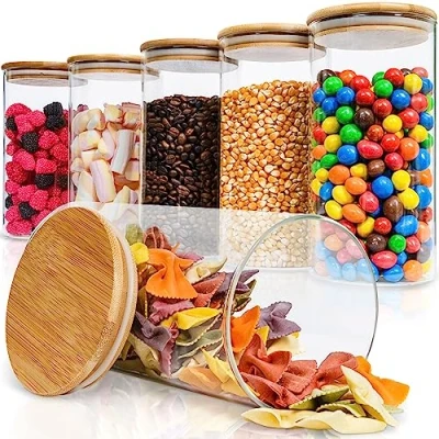 Bild av Deco Haus® Förvaringsglas med Lock, 6 pack För Müsli, Cornflakes, Socker, Spaghetti Förvaringsburkar Glas Tätslutande Lock Förvaringslåda Kök Förvaringsbehållare