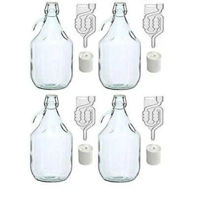 Bild av MultiDepot 16 delad uppsättning av glas carboy jäsningsflaskor med proppar, jäsningsrör och swingtopplock, 5 liter, BDG5D