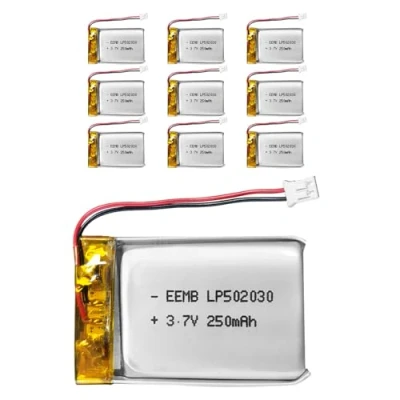 Bild av EEMB 3.7V Li ion 502030 batteri 250mAh Lipo Uppladdningsbart litiumpolymer jonbatteripaket med JST kontakt (10) Se till att enhetens polaritet stämmer överens batteriet innan du köper!