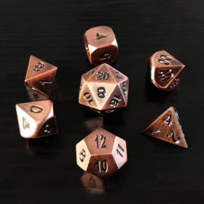 Bild av Bescon Heavy Duty Gammal brons solid metall Dice Set, antik metallisk polyhedral D &amp; RPG spel 7 st set